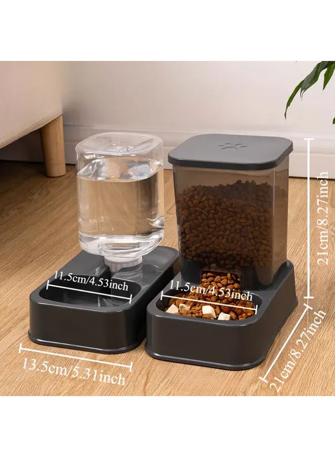 مجموعة وعاء حيوان أليف رمادي من قطعتين، حاويات طعام وماء للقطط والكلاب - Image 3