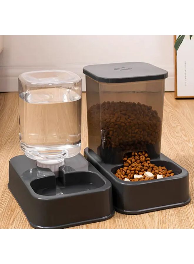 مجموعة وعاء حيوان أليف رمادي من قطعتين، حاويات طعام وماء للقطط والكلاب - Image 1