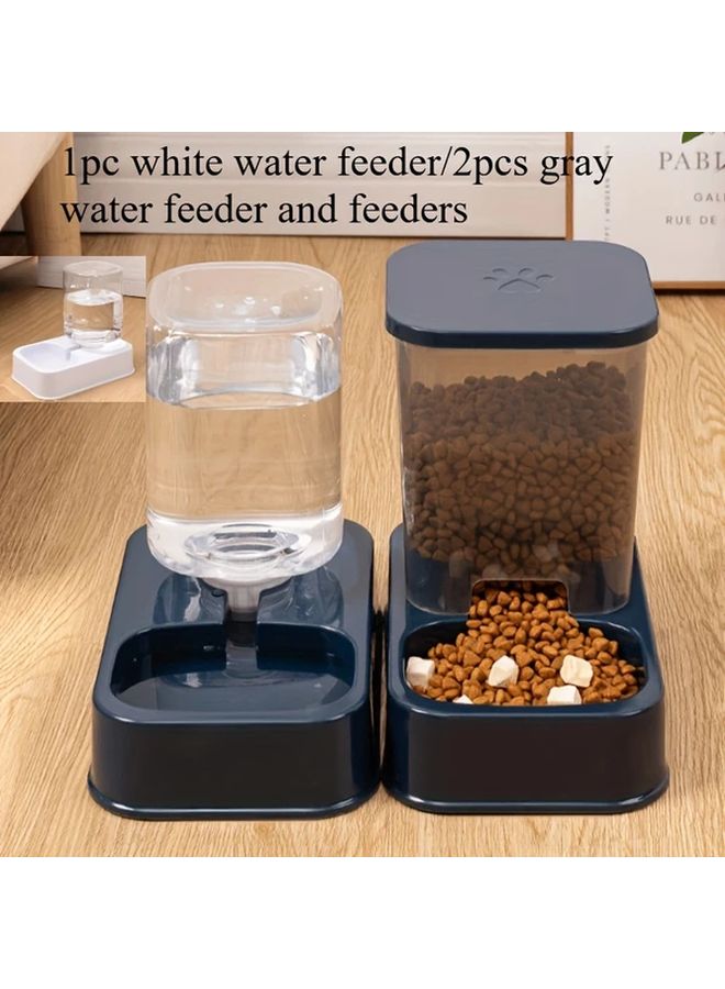 مجموعة وعاء حيوان أليف رمادي من قطعتين، حاويات طعام وماء للقطط والكلاب - Image 2