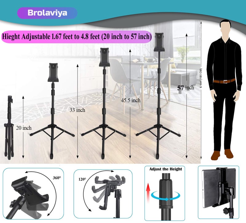 BROLAVIYA Mobile and Tablet Tripod Floor Stand for Home Office Stage for All 4~10.5 Diagonal inches Display Devices - Image 3