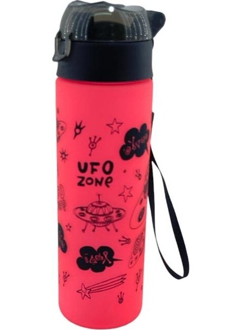 Fixpoint Pink UFO Patterned 500 ml Lockable Flask P-8311  - Image 1