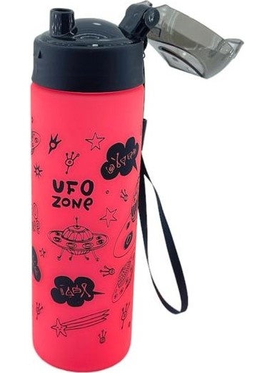 Fixpoint Pink UFO Patterned 500 ml Lockable Flask P-8311  - Image 2