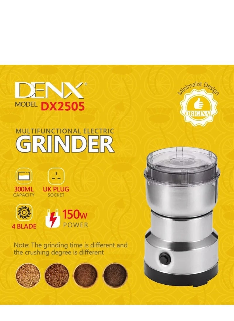 Denx Coffee, Spices And Grain Grinder, 150 Watts, Capacity 300 Ml, Equipped With 4 Sharp Blades - Image 4
