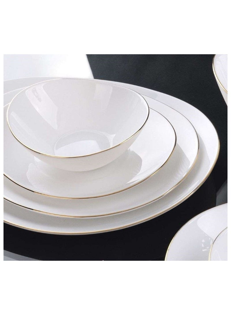 Melrich Dinnerware 36 Pcs Set Gold line Opal Glassware Microwave safe Dishwasher safe Heat Resistance 2 Oval Plate 8 Dinner plate 8 Soup plate 8 Dessert plate 2 Large Bowl 8 Medium Bowl - Image 3
