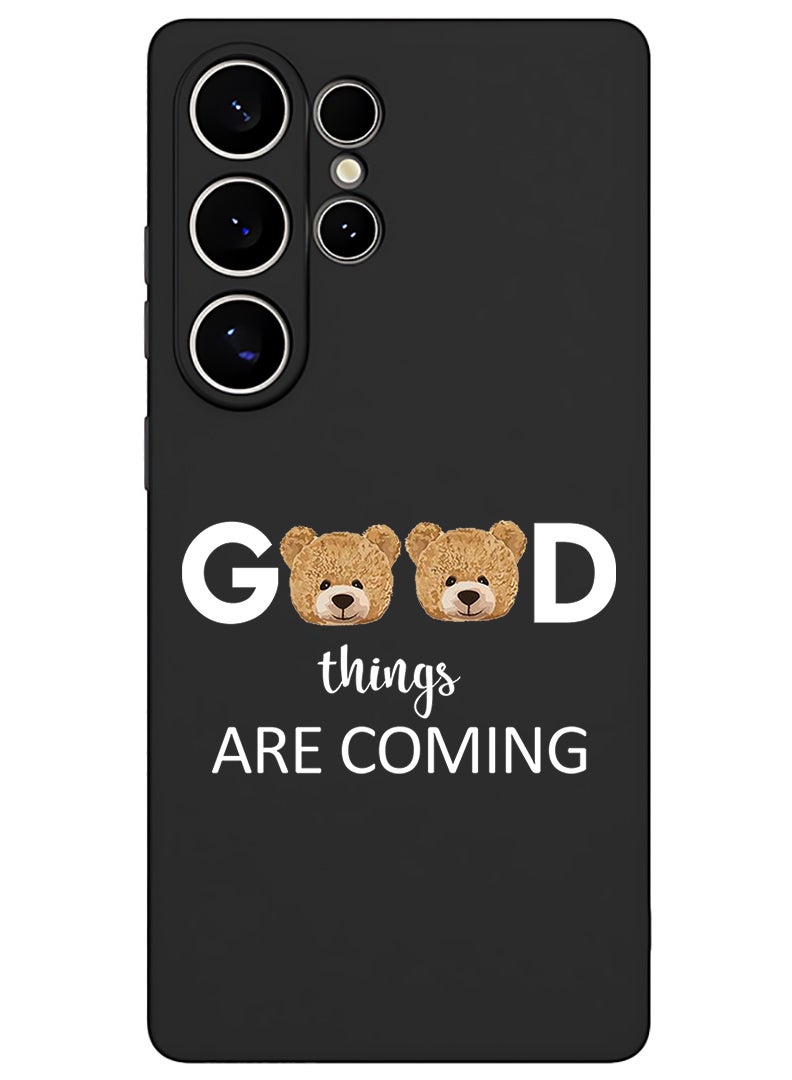 Theodor Protective Slim Fit Case Liquid Silicone Cover with Full Body Protection Anti-Scratch Shockproof Case For Samsung Galaxy S25 Ultra (Black) - Good thingsa are coming - White - Image 1