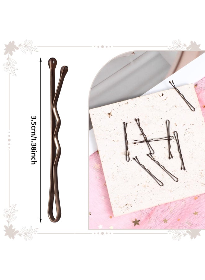 AOZUO Mini Bobby Pins 50PCS 137 Inch Small Curved Hair Pins Metal Wavy Hairpins Hair Accessories for Women Gilr Kids Wedding Hairstyles Buns Long Straight Curly Hair All Hair TypesBrown - Image 4