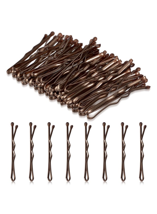 AOZUO Mini Bobby Pins 50PCS 137 Inch Small Curved Hair Pins Metal Wavy Hairpins Hair Accessories for Women Gilr Kids Wedding Hairstyles Buns Long Straight Curly Hair All Hair TypesBrown - Image 2