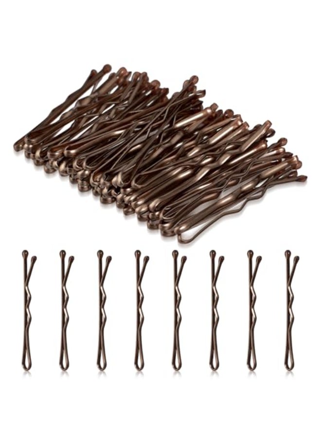 AOZUO Mini Bobby Pins 50PCS 137 Inch Small Curved Hair Pins Metal Wavy Hairpins Hair Accessories for Women Gilr Kids Wedding Hairstyles Buns Long Straight Curly Hair All Hair TypesBrown - Image 1
