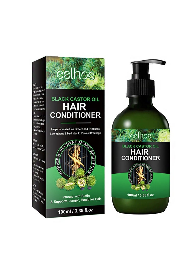 إيلهو بلسم الخروع الأسود 100 مل، بلسم مصنوع من مكونات طبيعية زيت الخروع الأسود وزيت أوراق إكليل الجبل، يصلح الشعر التالف بسبب الصبغة والتجعيد، يرطب فروة الرأس والعناية بالشعر. - Image 1