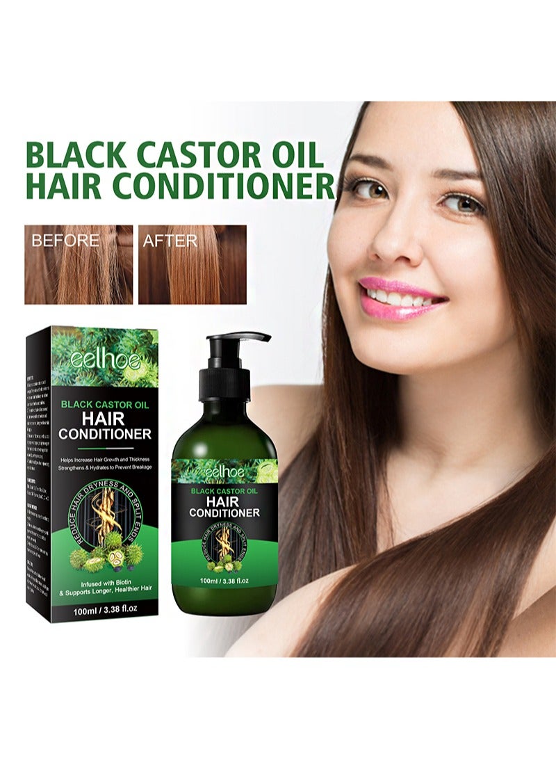 إيلهو بلسم الخروع الأسود 100 مل، بلسم مصنوع من مكونات طبيعية زيت الخروع الأسود وزيت أوراق إكليل الجبل، يصلح الشعر التالف بسبب الصبغة والتجعيد، يرطب فروة الرأس والعناية بالشعر. - Image 2