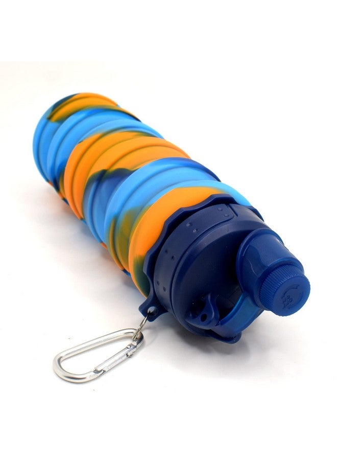 Kiditos زجاجة ماء قابلة للطي من سيليكون بلون صلب للأطفال من كيديتوس للرياضة، والتخييم، وركوب الدراجات، والأنشطة الخارجية، والجامعة والمدرسة مع غطاء شرب وحلقة تثبيت، برتقالي (عبوة من 1، 0.50 لتر) - Image 5