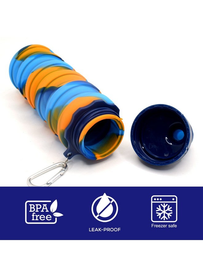 Kiditos زجاجة ماء قابلة للطي من سيليكون بلون صلب للأطفال من كيديتوس للرياضة، والتخييم، وركوب الدراجات، والأنشطة الخارجية، والجامعة والمدرسة مع غطاء شرب وحلقة تثبيت، برتقالي (عبوة من 1، 0.50 لتر) - Image 4