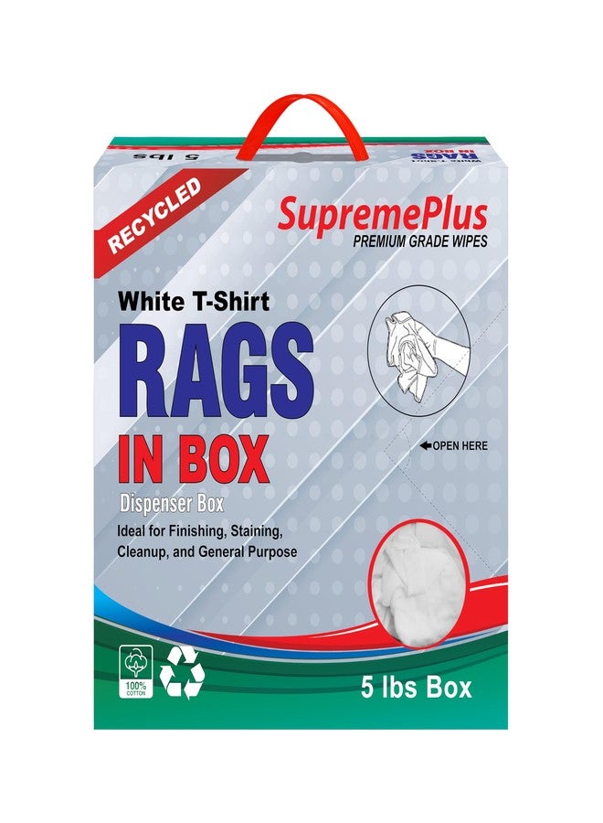 SupremePlus Recycled White T-Shirt Cleaning Rags (5 lbs. Compressed Box) – Shop Rags Bulk for Oil, Stain, Grease, Paint, and Auto Cleaning, Multipurpose White Cotton Rag - Image 2