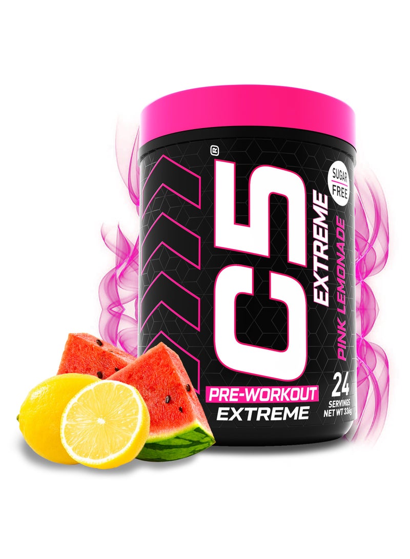 C5 Extreme Pre Workout Powder Pink Lemonade - 24 Servings, Sugar Free, Zero Calories, 200mg High Caffeine - Beta Alanine - Citrulline Malate, High-Performance Pre-Workout Booster Supplement - Image 1