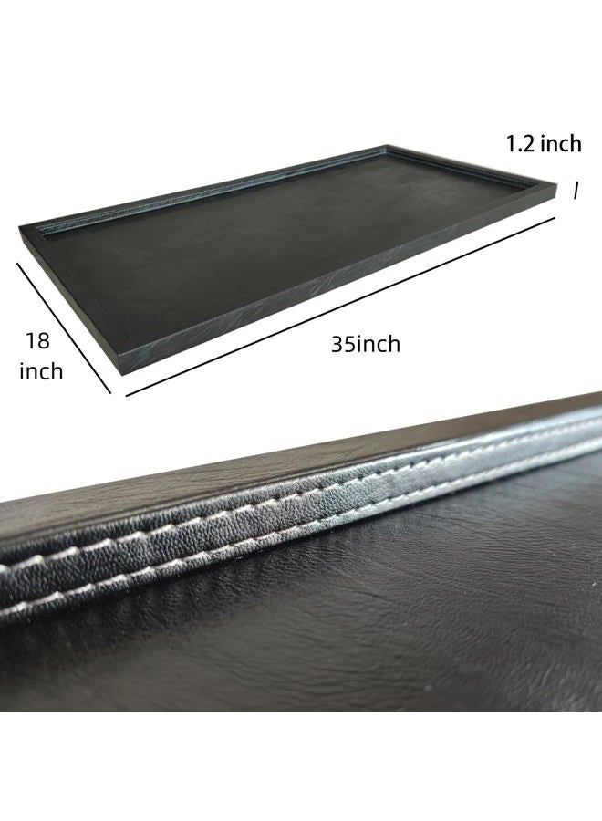 QAVOL 35 * 18 inches high-end light luxury leather rectangle oversized service tray, Ottoman Tray，Coffee Tray, Food Tray, Family Dinner, Out-of-House Picnic, Party Essential Tray (black, 35*18 inch) - Image 5