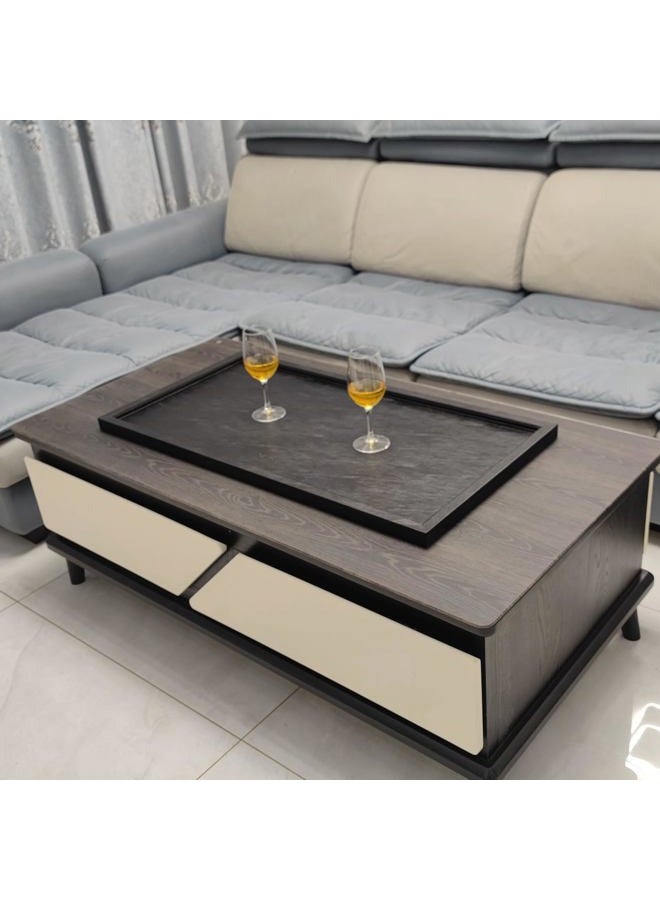 QAVOL 35 * 18 inches high-end light luxury leather rectangle oversized service tray, Ottoman Tray，Coffee Tray, Food Tray, Family Dinner, Out-of-House Picnic, Party Essential Tray (black, 35*18 inch) - Image 4