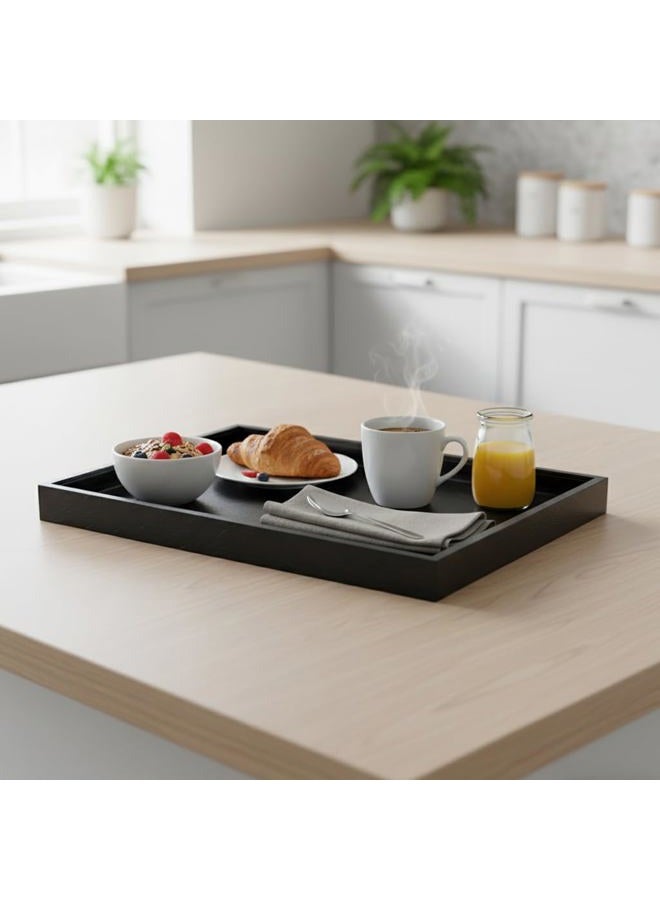 QAVOL 35 * 18 inches high-end light luxury leather rectangle oversized service tray, Ottoman Tray，Coffee Tray, Food Tray, Family Dinner, Out-of-House Picnic, Party Essential Tray (black, 35*18 inch) - Image 3