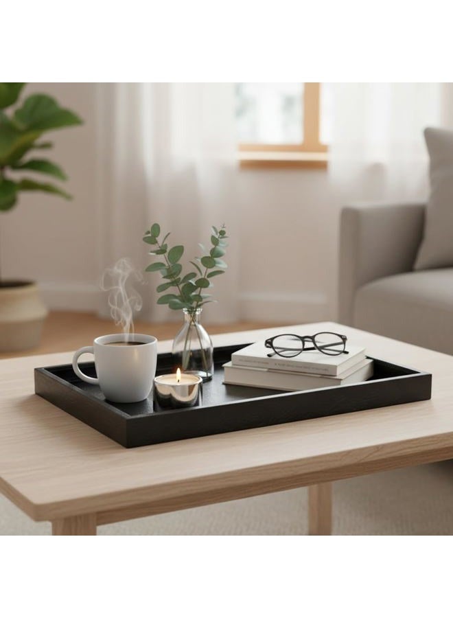 QAVOL 35 * 18 inches high-end light luxury leather rectangle oversized service tray, Ottoman Tray，Coffee Tray, Food Tray, Family Dinner, Out-of-House Picnic, Party Essential Tray (black, 35*18 inch) - Image 1