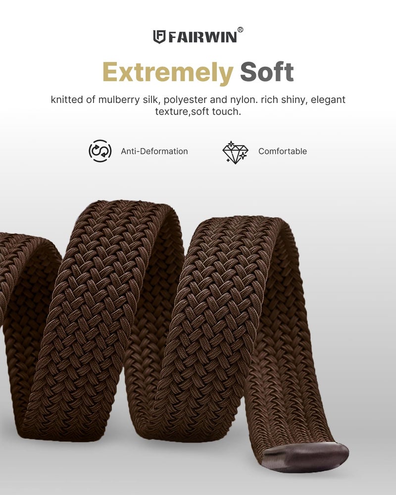 FAIRWIN Men's Golf Belt, Stretch Braided Elastic Woven Casual Jeans Belts 1 3/8" Nylon Web Work Belts for Men - Image 3