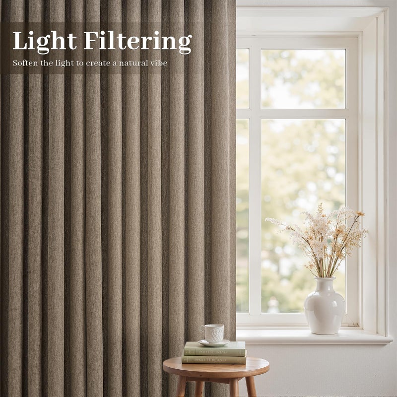 Drapenova Thick Linen Pinch Pleated Sheer Curtains 84 Inches Long 2 Panels Set for Living Room Bedroom,Dark Flax Drapes with Memory Trained Pinch Pleat,Light Filtering Privacy Curtains for Sliding Glass Door - Image 5
