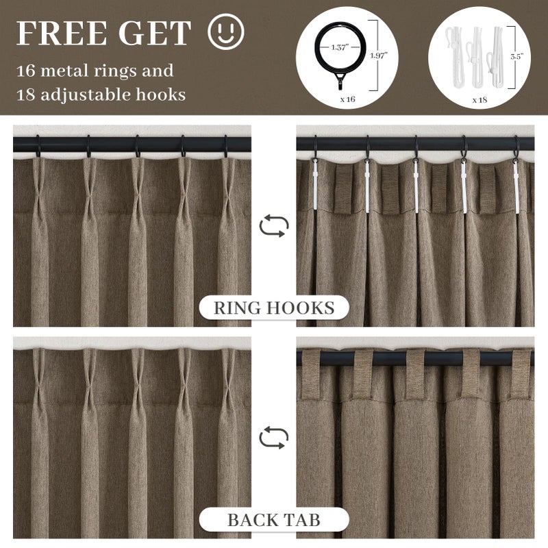 Drapenova Thick Linen Pinch Pleated Sheer Curtains 84 Inches Long 2 Panels Set for Living Room Bedroom,Dark Flax Drapes with Memory Trained Pinch Pleat,Light Filtering Privacy Curtains for Sliding Glass Door - Image 4