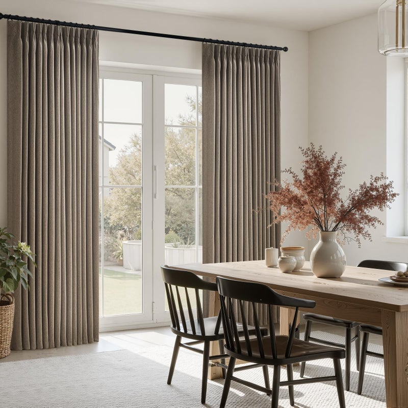 Drapenova Thick Linen Pinch Pleated Sheer Curtains 84 Inches Long 2 Panels Set for Living Room Bedroom,Dark Flax Drapes with Memory Trained Pinch Pleat,Light Filtering Privacy Curtains for Sliding Glass Door - Image 2