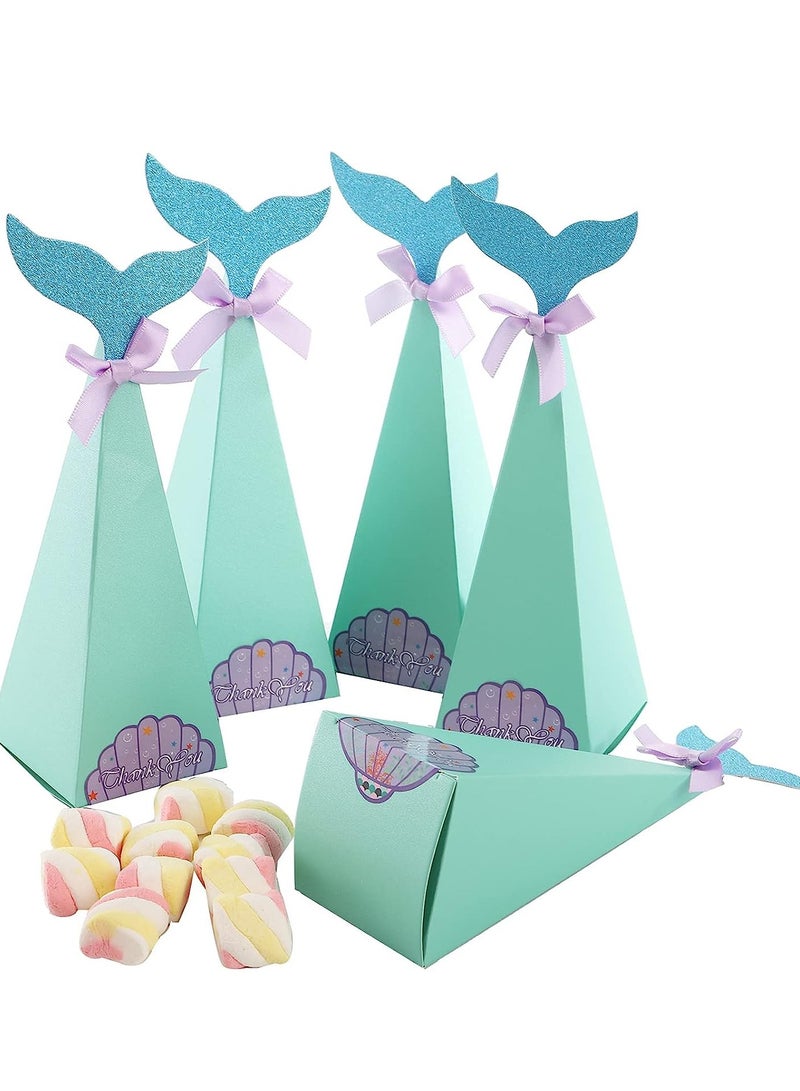 SOLARAE Mermaid Favour Boxes, Paper Mermaid Tail Candy Boxes for Mermaid Birthday Party, Mermaid Themed Party Supplies for Kids Girls Birthday Party Baby Shower 40 Pcs - Image 5