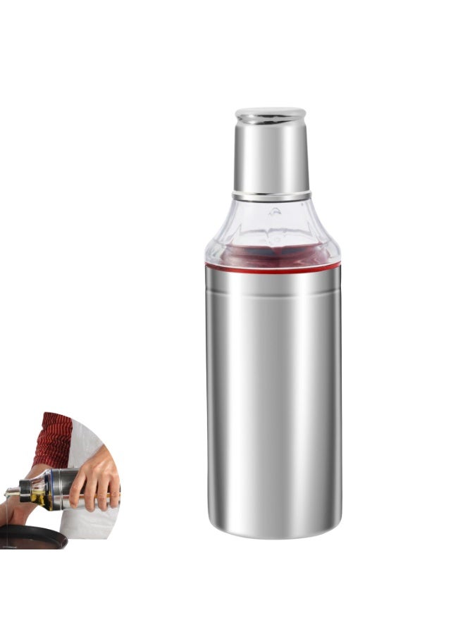 Kraft Stainless Steel Oil Dispenser Bottle with Cap and Nozzle - 750 ml | Easy Flow, Spill Proof, Air Tight | Food Grade Oil Pourer, Container | Silver - Image 1