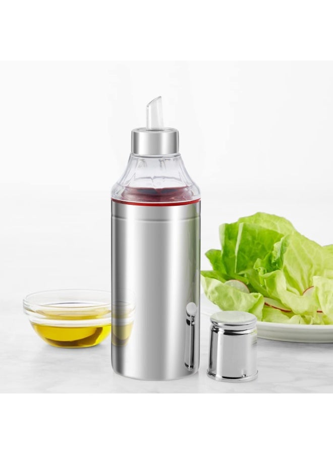 Kraft Stainless Steel Oil Dispenser Bottle with Cap and Nozzle - 750 ml | Easy Flow, Spill Proof, Air Tight | Food Grade Oil Pourer, Container | Silver - Image 4