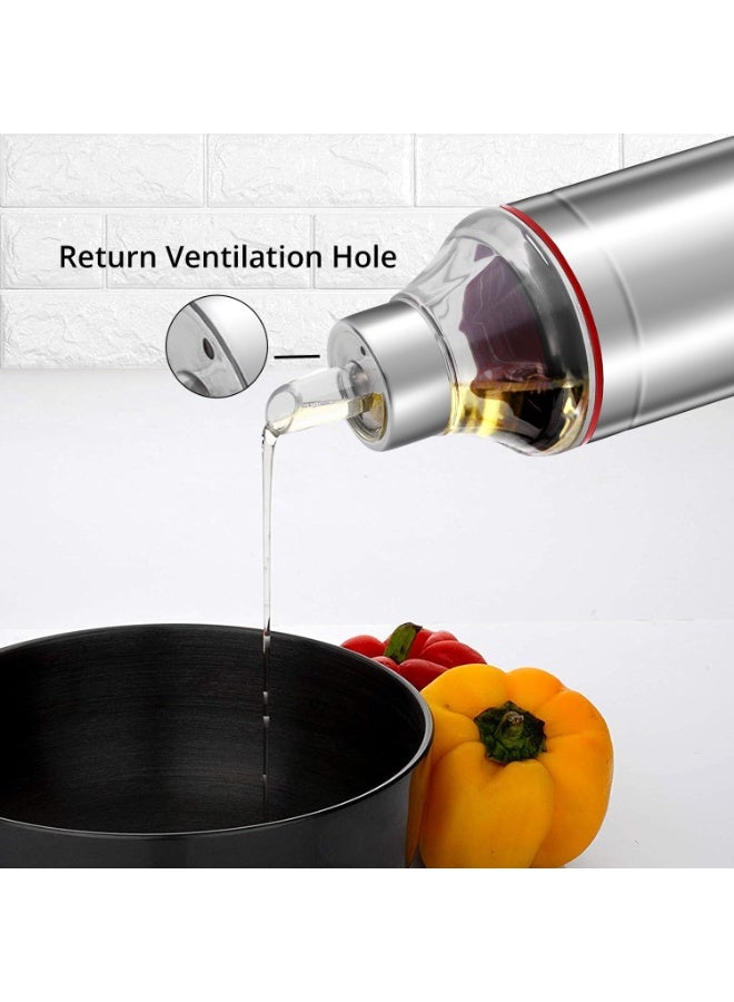 Kraft Stainless Steel Oil Dispenser Bottle with Cap and Nozzle - 750 ml | Easy Flow, Spill Proof, Air Tight | Food Grade Oil Pourer, Container | Silver - Image 3