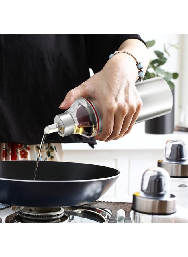 Kraft Stainless Steel Oil Dispenser Bottle with Cap and Nozzle - 750 ml | Easy Flow, Spill Proof, Air Tight | Food Grade Oil Pourer, Container | Silver - Image 2
