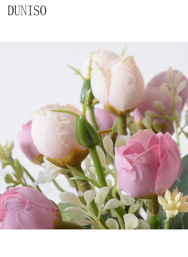 DUNISO 3pcs Artificial Flowers Table Centerpieces Decor Fake Silk Flowers Bouquets Arrangement for Home Room Office Party Table Flowers Decoration Wedding Table Centerpieces  - Image 4
