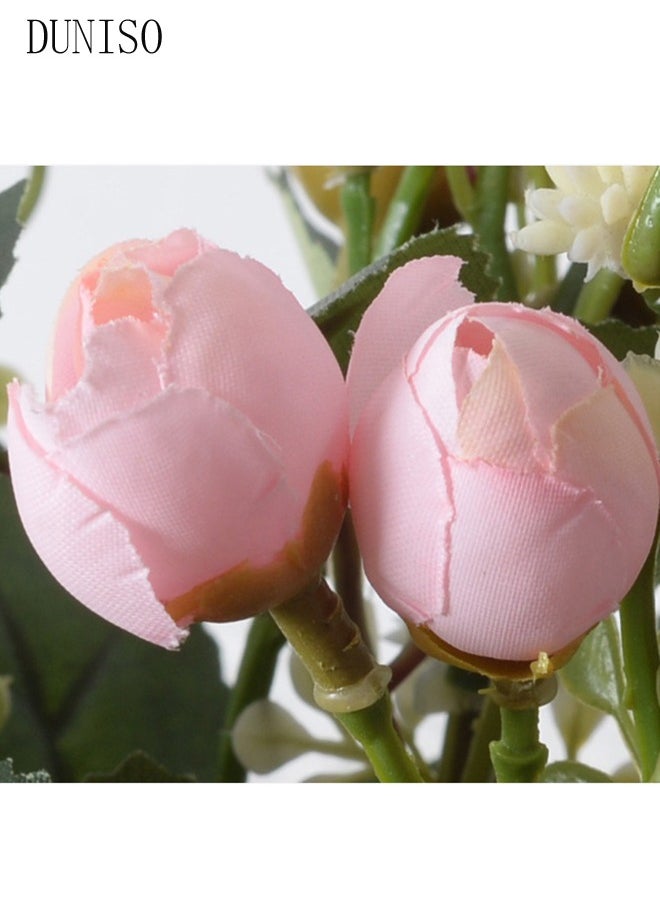 DUNISO 3pcs Artificial Flowers Table Centerpieces Decor Fake Silk Flowers Bouquets Arrangement for Home Room Office Party Table Flowers Decoration Wedding Table Centerpieces  - Image 5