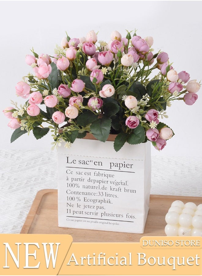 DUNISO 3pcs Artificial Flowers Table Centerpieces Decor Fake Silk Flowers Bouquets Arrangement for Home Room Office Party Table Flowers Decoration Wedding Table Centerpieces  - Image 1