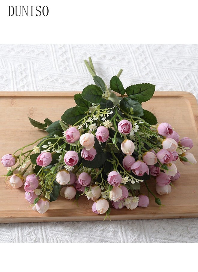 DUNISO 3pcs Artificial Flowers Table Centerpieces Decor Fake Silk Flowers Bouquets Arrangement for Home Room Office Party Table Flowers Decoration Wedding Table Centerpieces  - Image 3