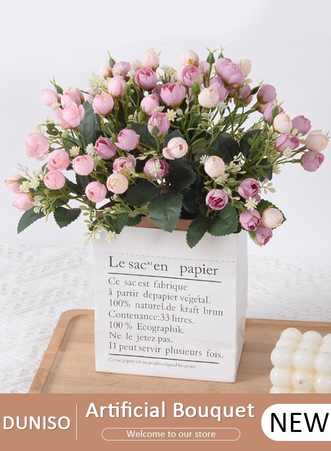 DUNISO 3 قطع زهور اصطناعية لتزيين قطع مركزية من الزهور الحريرية ترتيب باقات زهور صناعية للمنزل وغرفة المكتب وطاولة الحفلات وزهور تزيين قطع مركزية لطاولات الزفاف - Image 1