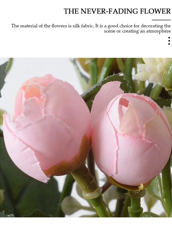 DUNISO 3 قطع زهور اصطناعية لتزيين قطع مركزية من الزهور الحريرية ترتيب باقات زهور صناعية للمنزل وغرفة المكتب وطاولة الحفلات وزهور تزيين قطع مركزية لطاولات الزفاف - Image 5