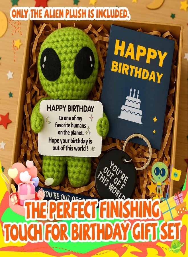 MAMAGIFTREE Birthday Gifts for Man Woman - Handmade Crochet Alien with Inspirational Funny Birthday Card - Small Bday Stuff for Friends, Teens, Coworkers - Image 2