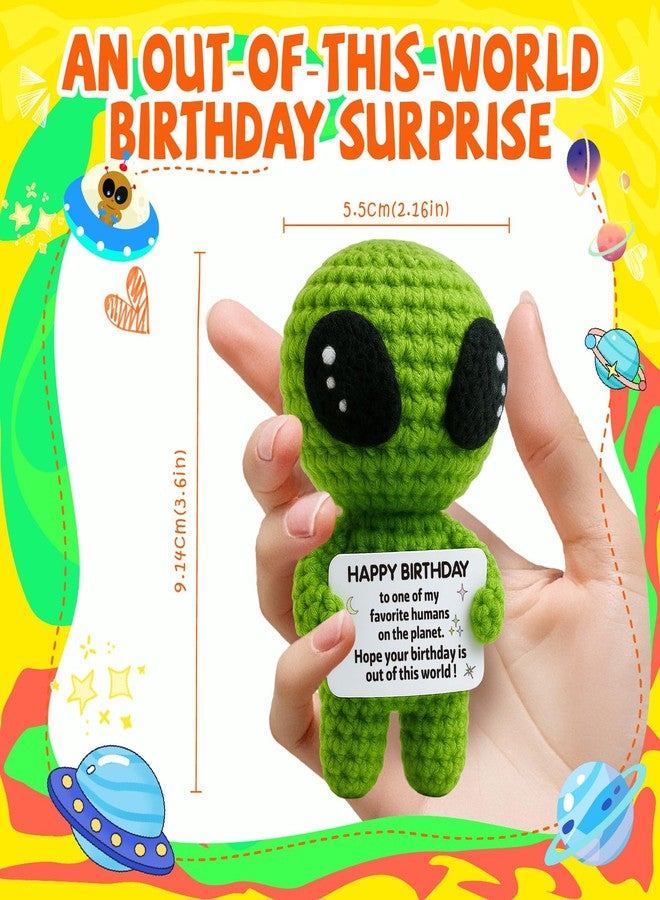 MAMAGIFTREE Birthday Gifts for Man Woman - Handmade Crochet Alien with Inspirational Funny Birthday Card - Small Bday Stuff for Friends, Teens, Coworkers - Image 5
