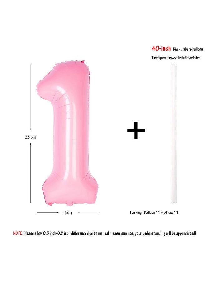 CHANGZHONG - 40 Inch Pink Numbers Birthday Party Decorations Helium Foil Mylar Number Balloon 1 - Image 1