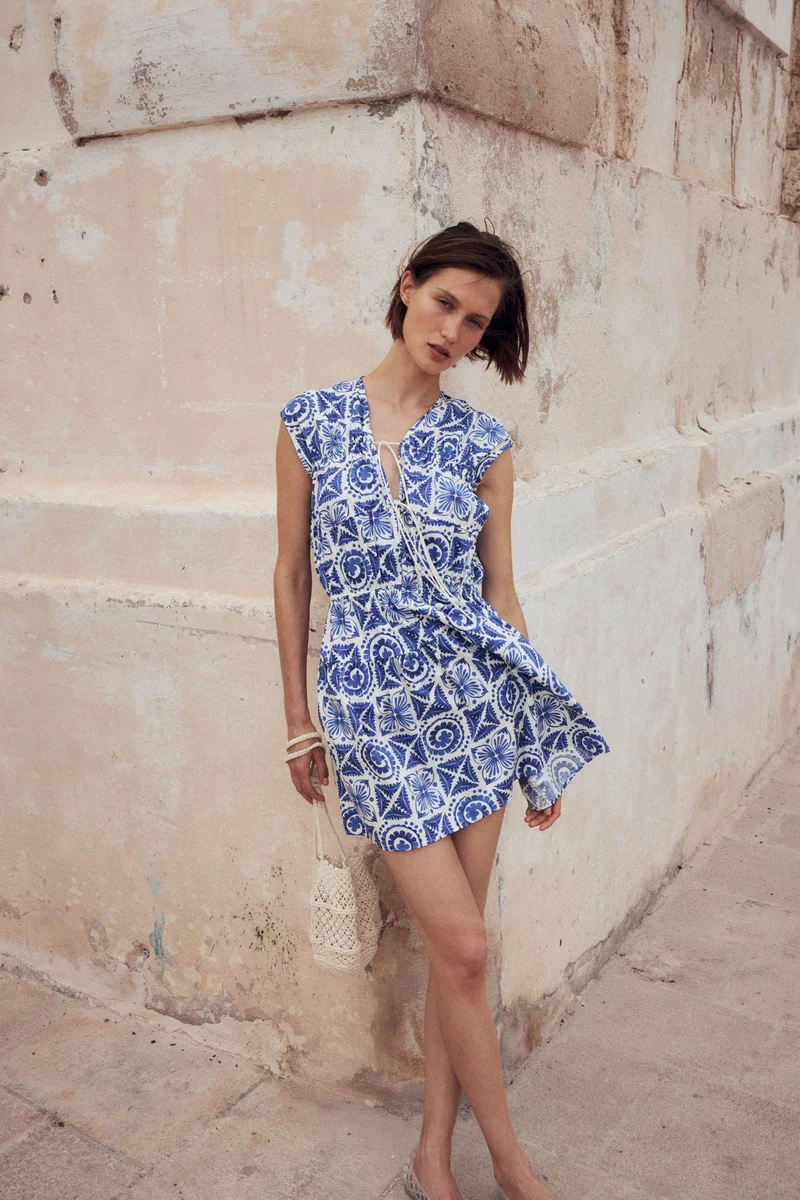 H&M Drawstring-detail poplin dress