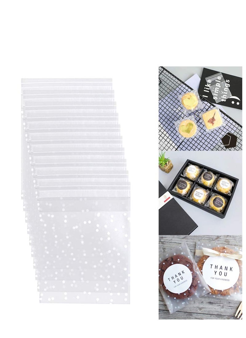 KASTWAVE 300Pcs Clear Cello Cellophane Bags Self Adhesive Thank You Plastic Bags for Bakery Candle Soap Cookie Candies Dessert Holiday New Year Party Favors  - Image 1