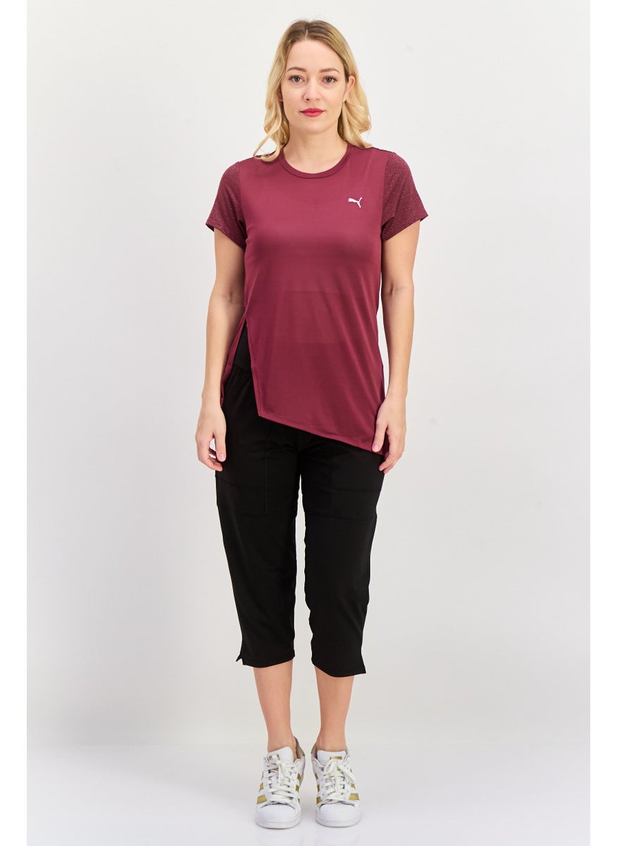 PUMA Women Sportswear Fit Short Sleeve Training Top, Maroon  - Image 4