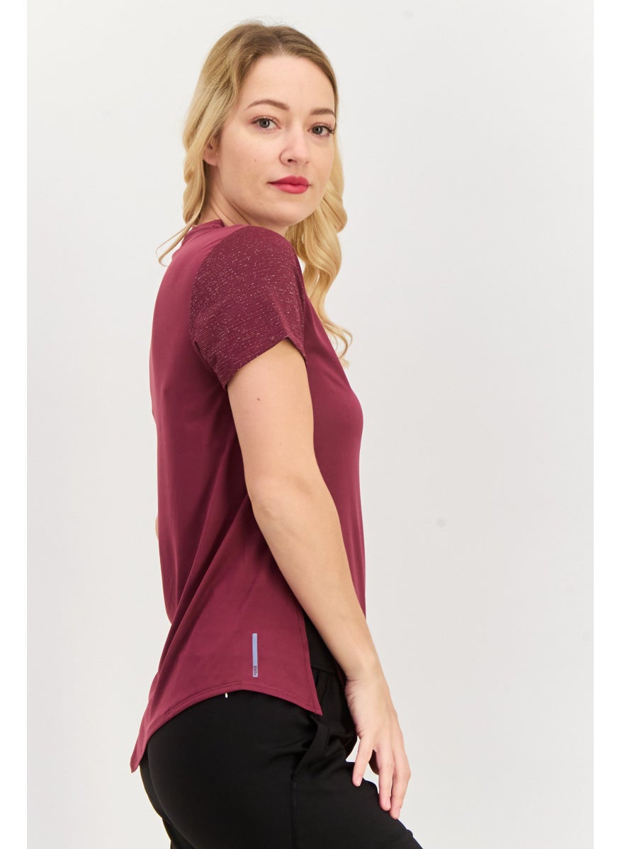 PUMA Women Sportswear Fit Short Sleeve Training Top, Maroon  - Image 2
