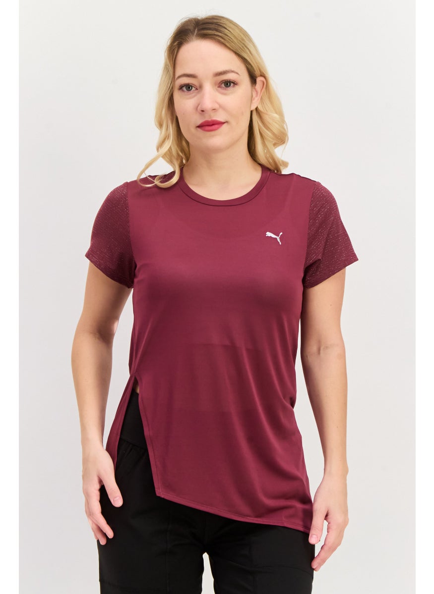 PUMA Women Sportswear Fit Short Sleeve Training Top, Maroon  - Image 1