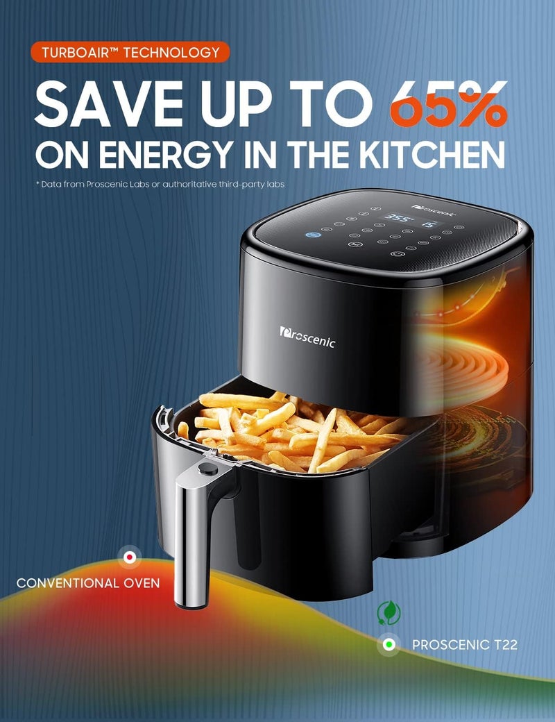 Proscenic T22 Air Fryer, Smart Air Fryer 5L with 13 Presets & Shake Reminder, LED Touch Screen, Compatible with APP & Alexa, 100+ Online Recipes, Low-Noise, Non-Stick Basket, 1500W - Image 2