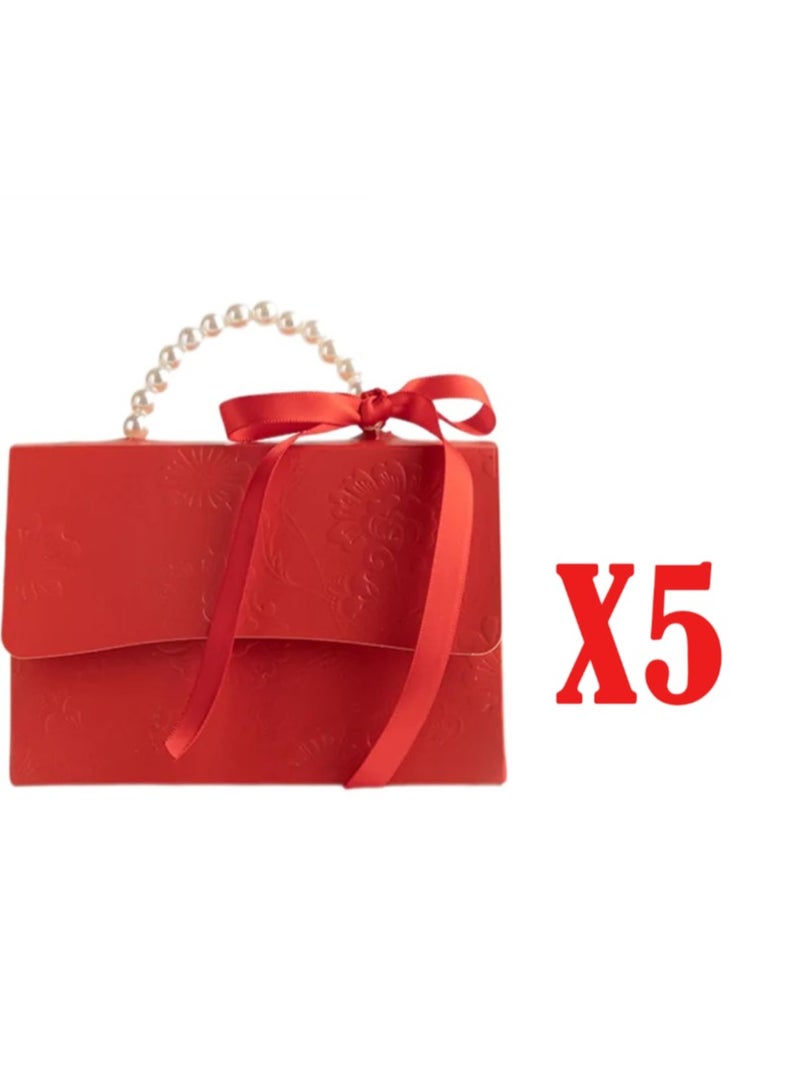 5-Piece Customizable Wedding Favor Gift Box- Red - Image 1