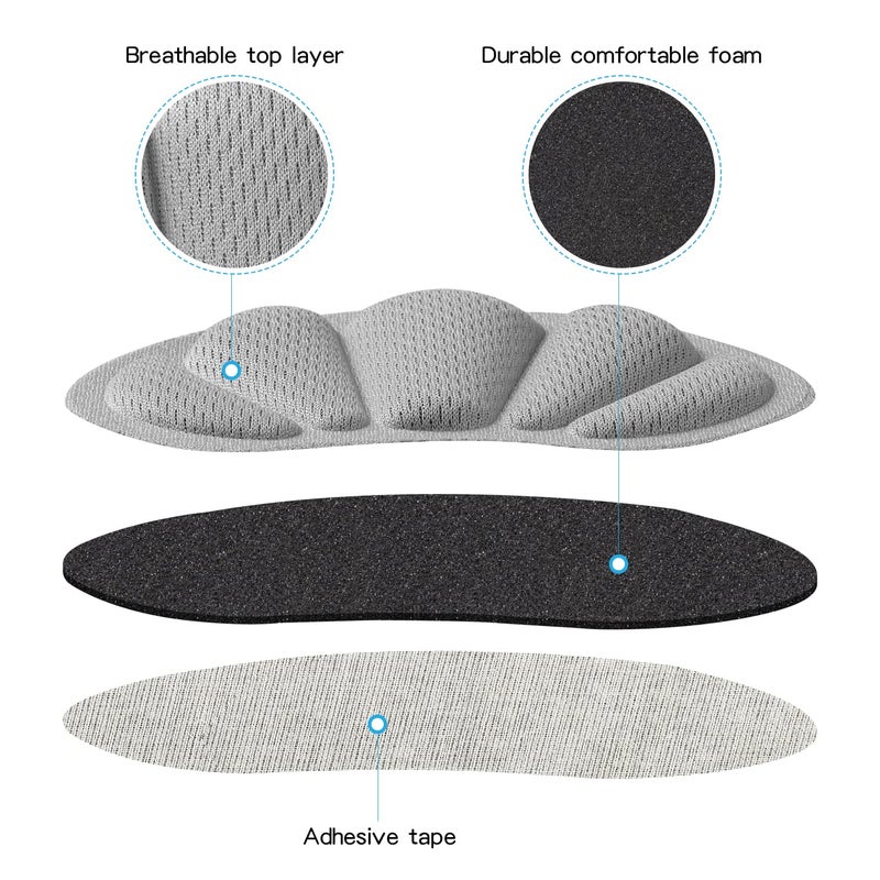 SUMBLIME Back of Heel Cushion Pads, Adhesive Heel Grips Inserts for Loose Shoes, Shoe Slip, Heel Pain and Blister, 8PCS-Gray - Image 3