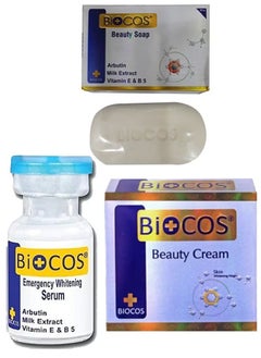 BIOCOS Emergency Whitening Serum Skin Whitening Beauty Cream with Beauty Soap 90g 