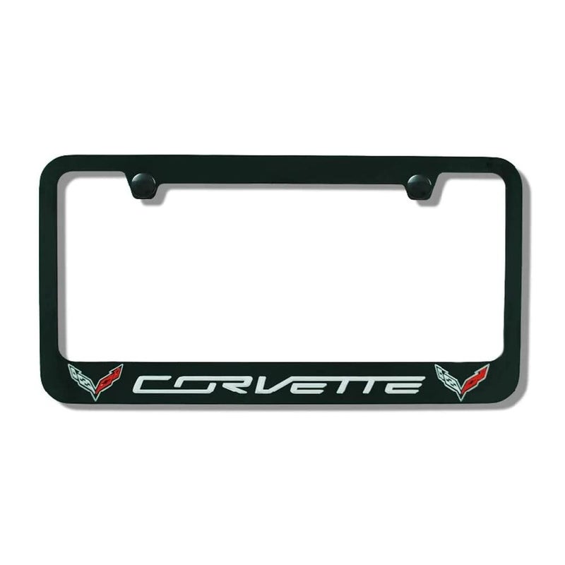 C7 Corvette Stingray License Plate Frame w/Double Logo - Black